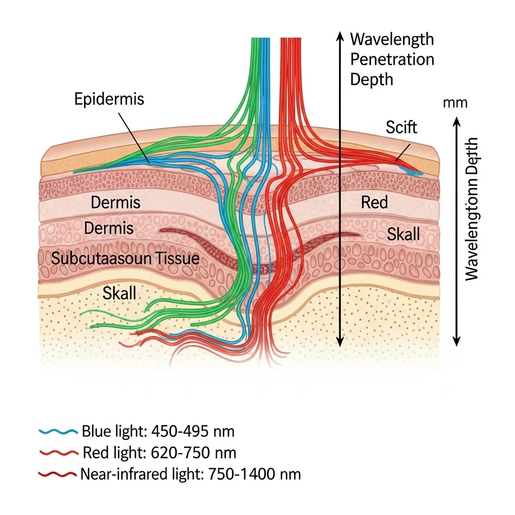 Wavelength penetration depth in scalp tissue